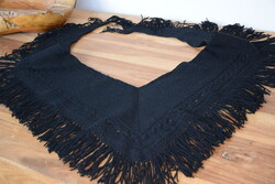 KÜLÖNLEGES Antik régi Berliner népi kendő  cérna népviselet viselet vastag 190 plusz rojt x 40 cm