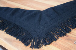 KÜLÖNLEGES Antik régi Berliner népi kendő  cérna népviselet viselet vastag 190 plusz rojt x 40 cm