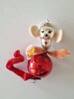 Régi üveg karácsonyfadísz retro figurális üvegdísz majom