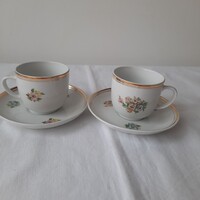 Hollóházi porcelán 2 személyes mokkás készlet vitrinben tartott állapotban