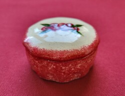 Porcelán ékszertartó doboz szelence tároló lerakó vörösáfonya gyümölcs mintával