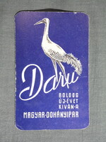 Kártyanaptár,Magyar dohányipar,Daru cigaretta 1965