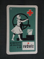Kártyanaptár,Magyar Vöröskereszt,grafikai,ivóvíz,kerekeskút,női modell, 1965