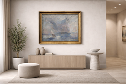 Fischer Ernő (1914 - 2002) :Balaton vitorlással ,1959 , festmény 70 x 90 cm