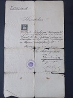 1912-es illetőségi bizonyítvány (Heimatschein) – Szászrégen, Maros-Torda vármegye, pecséttel