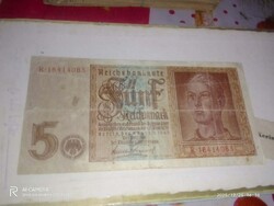 Öt márkás Német papírpénz 1942-ből