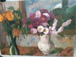 Moldován István festmény, virág csendélet eladó