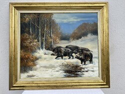 Prihoda Judit olaj vászon ! Vaddisznók