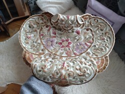 Zsolnay dús virág mintás porcelán névjegy tál