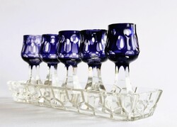 Pohár készlet - Meyr’s Neffe Bohém “cut-to-clear” likőrkészlet (1895-1915)