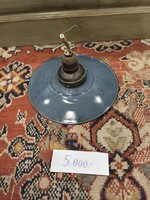 Zománc tányéros, szép állapotú, 20. század elejei mennyezeti lámpa, bakelit foglalattal