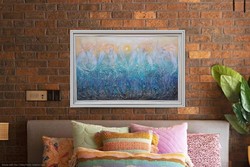 Angyalok. Prima díjas művésztől 160x100 cm-es nagyon vastagon domborított kép.Károlyfi Zsófia (1952)