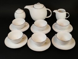 ÚJ, Zsolnay Babos Pálma Platina teáskészlet 6 szem.