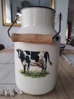 Zománcozott, tejes kanna,  - vintage jelleggel