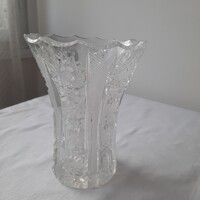 Vastag falú, gyönyörűen csiszolt ólomkristály váza 15 cm