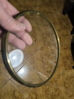 Asztali kandalló óra domború üveg réz kerettel,keret képkeret,méretre kisebbre vàgható