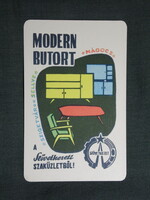 Kártyanaptár,ÁFÉSZ szövetkezet,bútor üzletek,Szigetvár,Sellye,Mágocs,grafikai, 1968