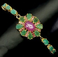 Valodi Smaragd és Rubin 925 Ezust 14k Karkötő