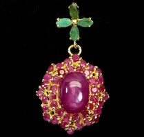 Valod Smaragd és Rubin 925 Ezust 14k Sárga Arany Medál