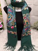 Gyönyörű, hímzett Paisley sál, vagy stola, 20% gyapjú 70x180cm
