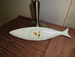 Kőbányai- Drasche porcelán hal formájú emlék tál