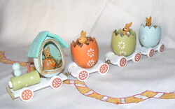 Fa nyuszi vonat, húsvéti dekoráció