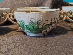 Herendi zöld Indiai leveses csésze 6db. (alj nélkül)