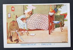 Katona,katonai vicces humoros képeslap Barasits