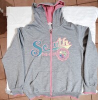 Trendi szürke-neon rózsaszín kapucnis pulcsi