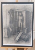 Remek Grafika Kenderesi jelzéssel  53x73 cm kerettel
