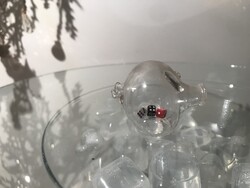 SZOBOR - ÜVEG - SZERENCSE  MALAC - BENNE 3 db MINI DOBÓKOCKA - 4,5 x 4 cm - - HIBÁTLAN