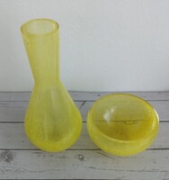 Karcagi fátyolüveg váza és tál!