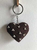 Gyapjúfilc szívecskés kulcstartó