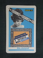Kártyanaptár,Baranya megyei fodrász KTSZ,Pécs,női modell, 1968