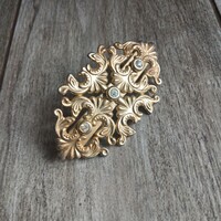 Pazar régi üveggyöngyös fém hajcsat (8,8x4,8x2 cm)