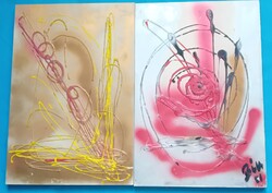 Olvashatatlan jelzés  : 2 db absztrakt kompozició