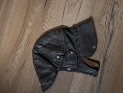 Retro bőr repülős/motoros sapka, korhű állapotban, restaurálásra vagy dekorációnak”.