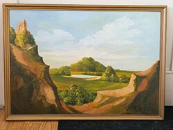 Szabó László , 70x50cm tájkép- olajfestmény . Kisautó, játék csere is érdekel