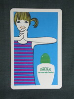 Kártyanaptár,Kozmetikai vállalat,CAOLA dezodoráló krém,grafikai női modell,1968