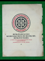 Békés Megyei Kereskedelmi Bank Rt. 1922-ben alapított, váltó