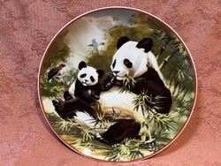 Villeroy&Boch porcelán falitányér, falidísz, dombormintás, panda maci