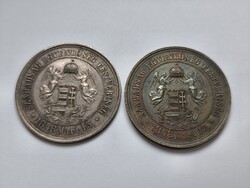 A Nemzet 13 Vértanúja. 25 Évi Gyászemlékére. Arad 1874 Octob.6. Ezüst és bronz emlékérem.