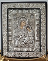 Ortodox vallási ikon Mária és gyermeke  26 ,5 cm x 32 cm