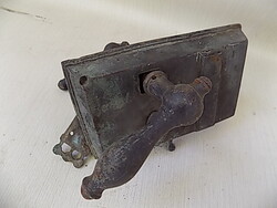 Réz ajtózár, 18-19. század. Működik, mindene eredeti.