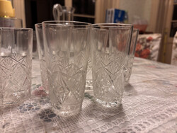 6 db metszett ólomkristály pálinkáspohár készlet – csillagmintás, hibátlan