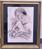 Czóbel Béla - Nö pohárral a kezében-