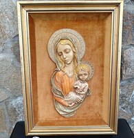 Szűz Mária kis Jézussal domborműves falikép