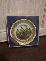 Német frankfurti 22.8K aranyozott falitányér díszdobozban