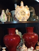 Rendkívül ritka, antik Zsolnay kulacs jelzett 23 cm X 18 cm