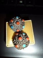 Ezüst klipsz / türkiz, korall